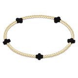 E Newton Signature Cross Small Gold Pattern 2mm Bead Bracelet Onyx