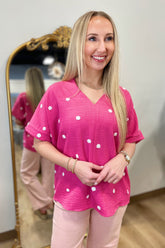 Sweet Spot V Neck Top Pink