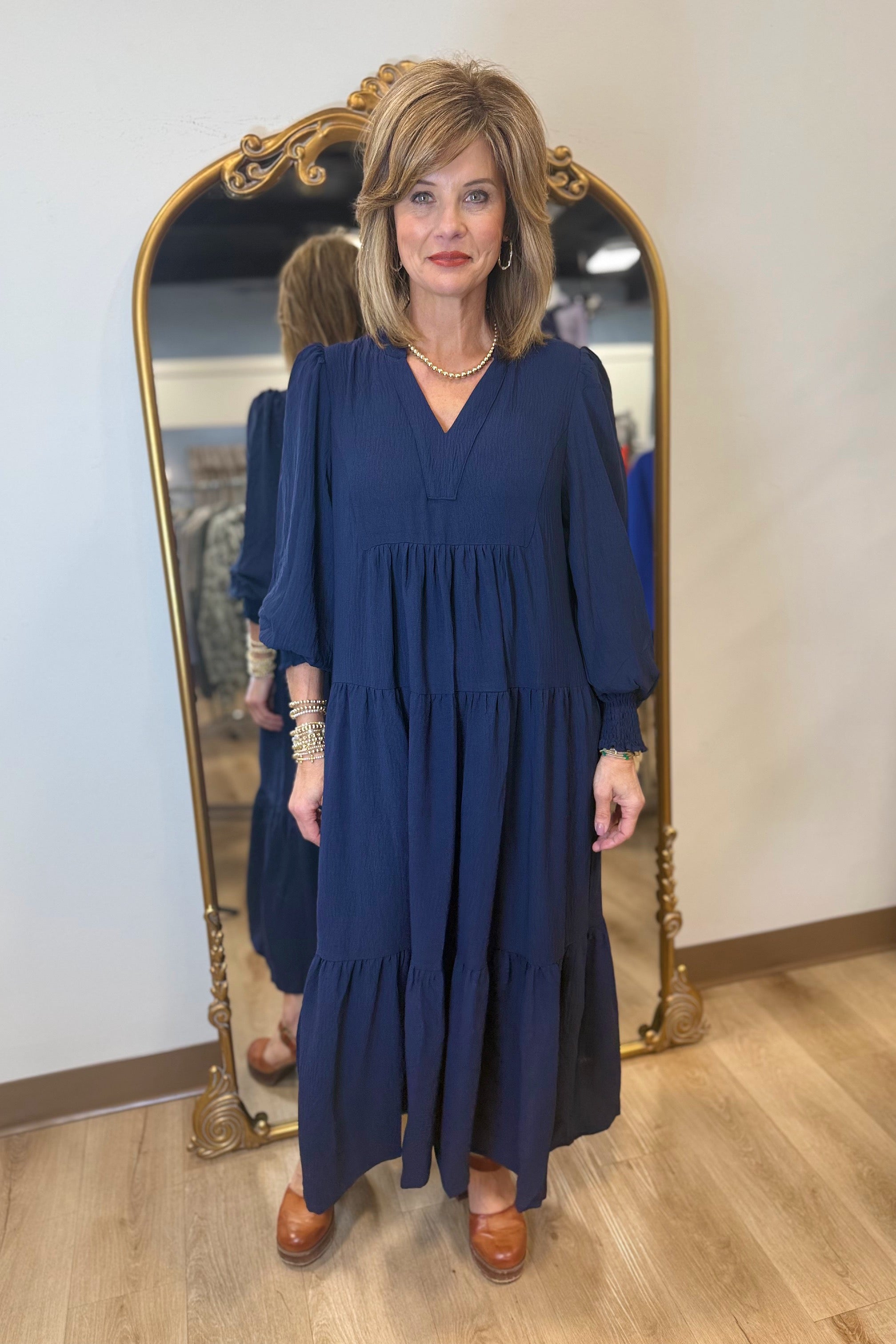 Umgee Tiered Midi Dress Navy Expectations Too Umgee Tiered Midi Dress Navy Expectations Too