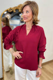 Blaire Split Neck Blouse Currant