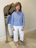 APNY Cropped Shirt w Ruffle Cobalt