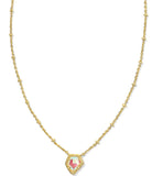 Kendra Scott Tess Gold Pendant Necklace Dichroic Glass