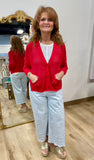 APNY Cropped Open Cardigan Red