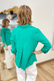 Boho Chic Claire Split Neck Blouse Emerald