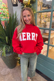 MERRY Mock Neck Sweatshirt Red