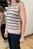 Charlie B Striped Sweater Vest Camel