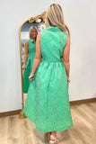 Vivid Jacquard Long Dress Green