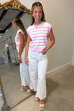 Horizontal Striped Vest Pink