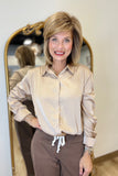 Silky Champagne Button Down Blouse