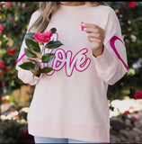 Plus Size Mary Square LOVE Sweatshirt Pink