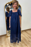 Mud Pie Conny Eyelet Maxi Dress Navy