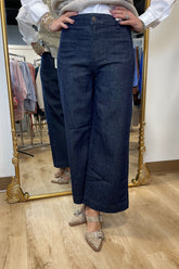 Charlie B Metallic Patch Pocket Flare Jean Blue Black