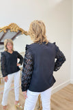 Joh Rhonda Top w Mesh Swirls Black