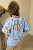 Umgee Floral Burst Blouse Blue