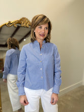 APNY Cropped Shirt w Ruffle Cobalt