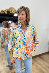 Floral Parade Button Front Top