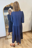 Umgee Tiered Midi Dress Navy