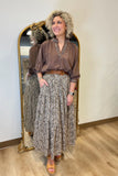 Tiered Leopard Midi Skirt