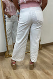 Pearl Accented Wide Leg Jean White