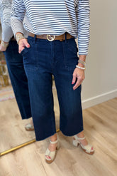 Renuar Wide Leg Ankle Pant Dark Indigo
