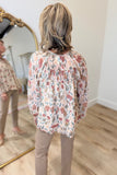 Umgee Lurex Floral Print Blouse Ecru Mix