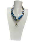 Scarf Charm Necklace Starfish Blue