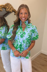 Thinking of Hawaii Blouse Sky Blue