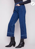 Charlie B Cropped Flare Leg Jean Indigo w/ fringed hem