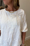 Joh Walynn Pearl Ribbon Bow Top White