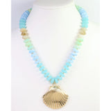 Caroline Hill Scally Shell Beaded Necklace Aqua