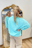 Spring Fever Thermal Knit Top Aqua