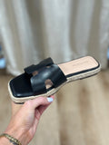 Kendra Slide Sandals Cutout H-Band Black