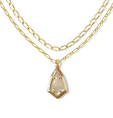 Kendra Scott Camry Gold Enamel Frame Multi Strand Necklace Natural Mother-of-Pearl