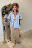 Umgee Floral Burst Blouse Blue