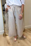 Umgee Striped Linen Blend Pant Beige