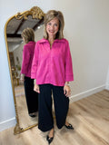 Boho Chic Faux Suede Blouse Fuchsia