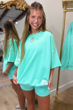 Lulu Mac Short Sleeve Terrycloth Top Seafoam