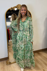 Chiffon Tiered Ruffled Dress Green