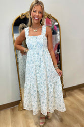 Ocean Breeze Midi Dress Blue Floral