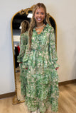 Chiffon Tiered Ruffled Dress Green
