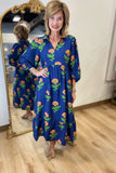 Umgee Big Flower Dress Navy Mix
