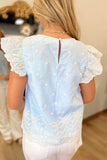 Evie Eyelet Blouse Blue