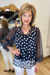 Renuar Polka Dot Top Black