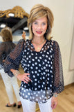 Renuar Polka Dot Top Black