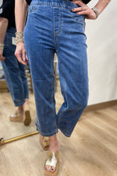 Charlie B Tab Crop Denim Jean Medium Blue