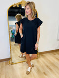 APNY Cap Sleeve Raglan Dress Black