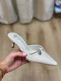Simone White Patent Kitten Heel Sandals