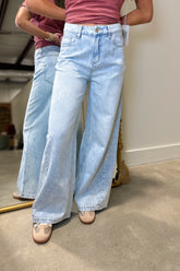 Renuar Wide Leg Bleached Denim Jean