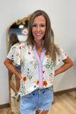 Floral Fiesta Short Sleeve Top Cream