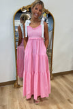 Soft Elegance Shoulder Tie Dress Pink